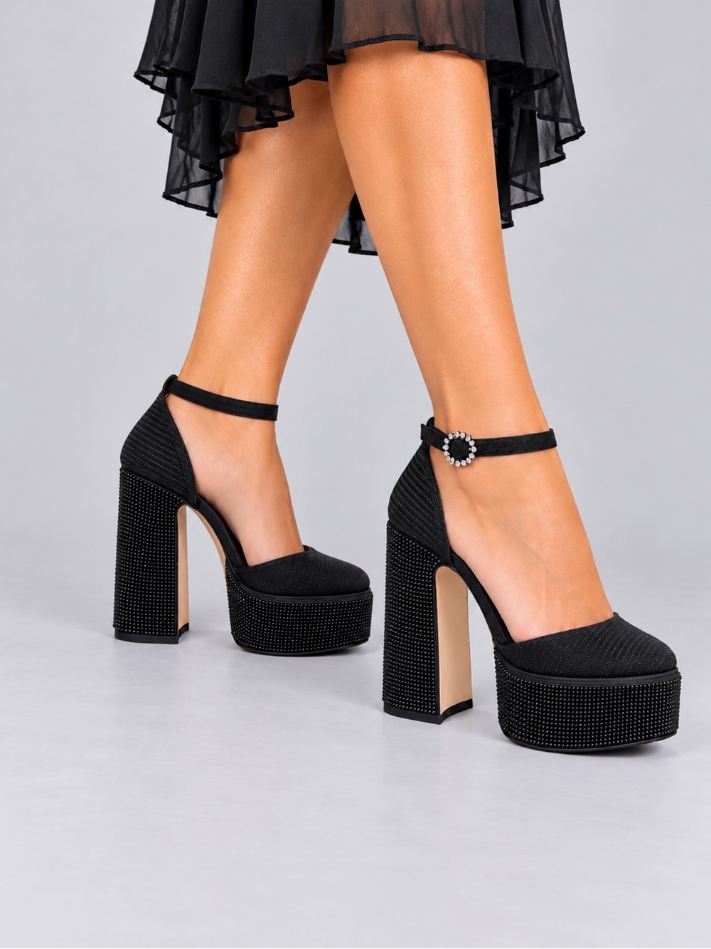 Ladies Circus by Sam Edelman Bailey Jewel Black Rhinestone Platform Heel